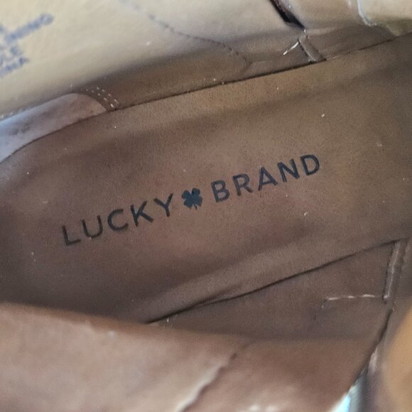 Lucky Brand Basel Bootie Toffee Brown Double zippers chunky block heel Size 6.5M - Picture 10 of 12